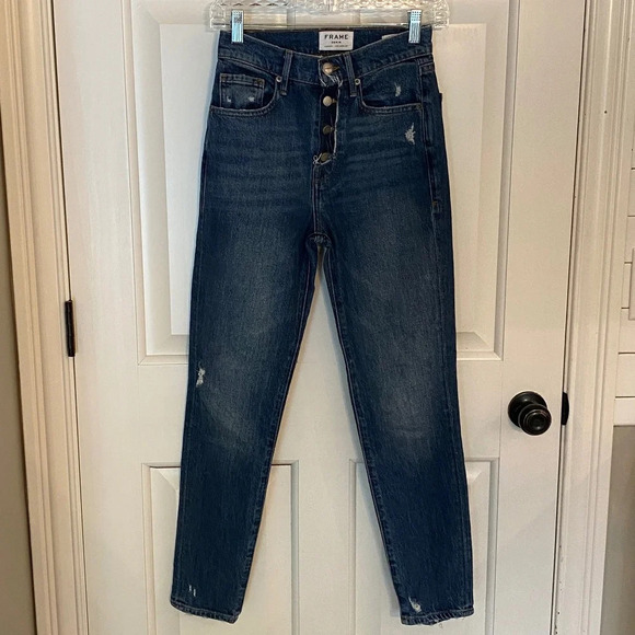 FRAME Le Original Skinny Distressed Jeans Button Fly/Monterey Wash 33585 - Picture 2 of 12